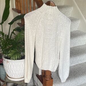 Altar'd State White Cowl Neck Cable Knit Sweater